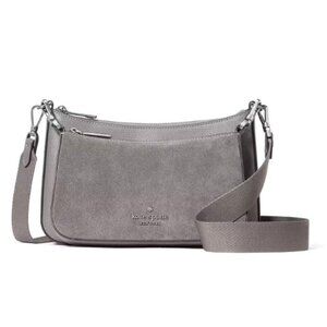 Kate Spade Womens Gray Duet Hare Suede Leather Zipper Small Crossbody New
